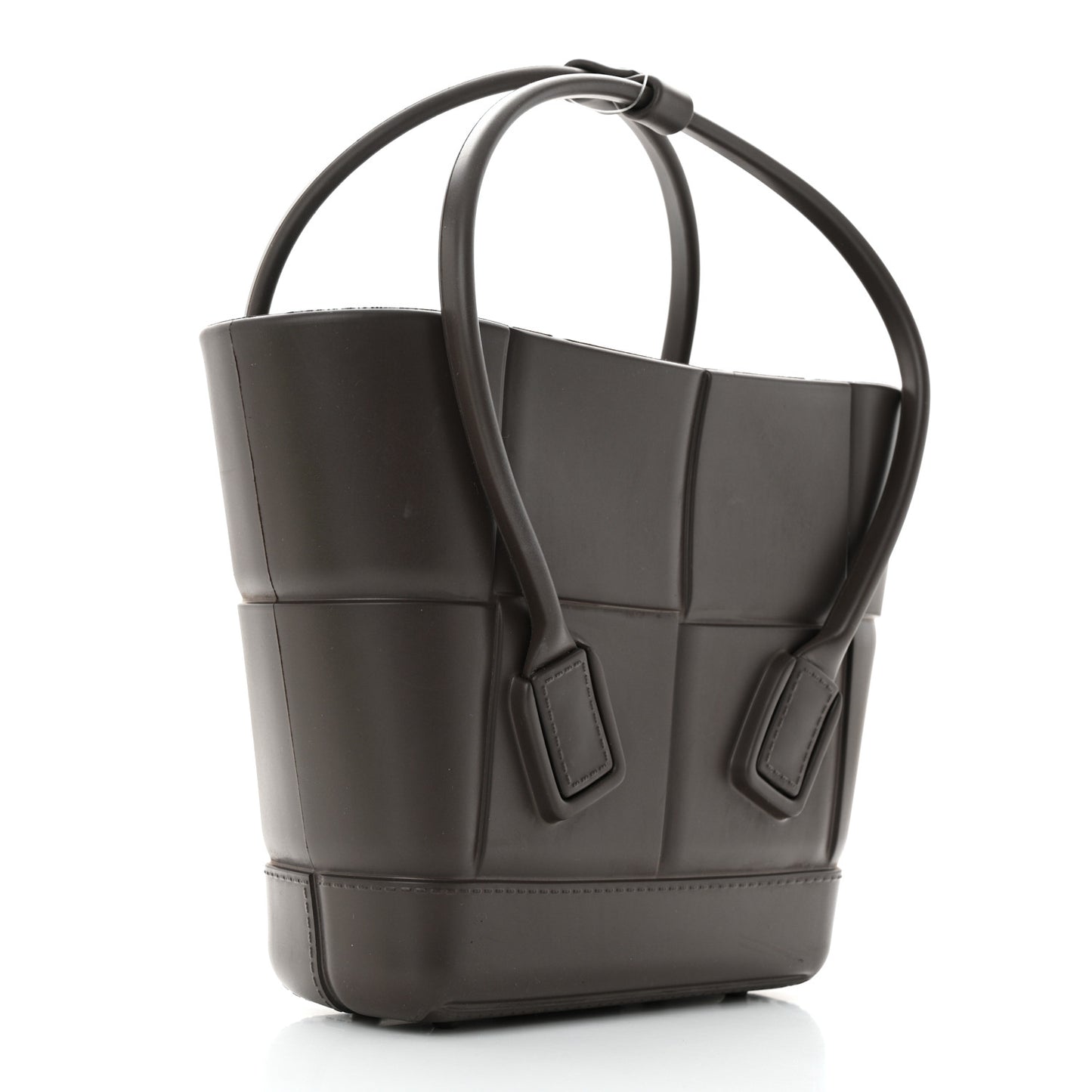 Rubber Intrecciato Mini Arco Tote Dark Brown