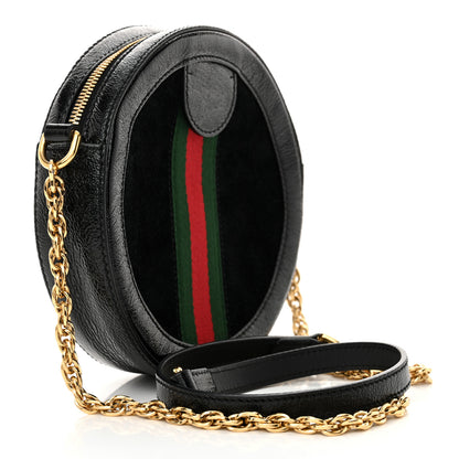 Gucci Suede Patent Web Mini Ophidia Round Shoulder Bag Black 3 of 12