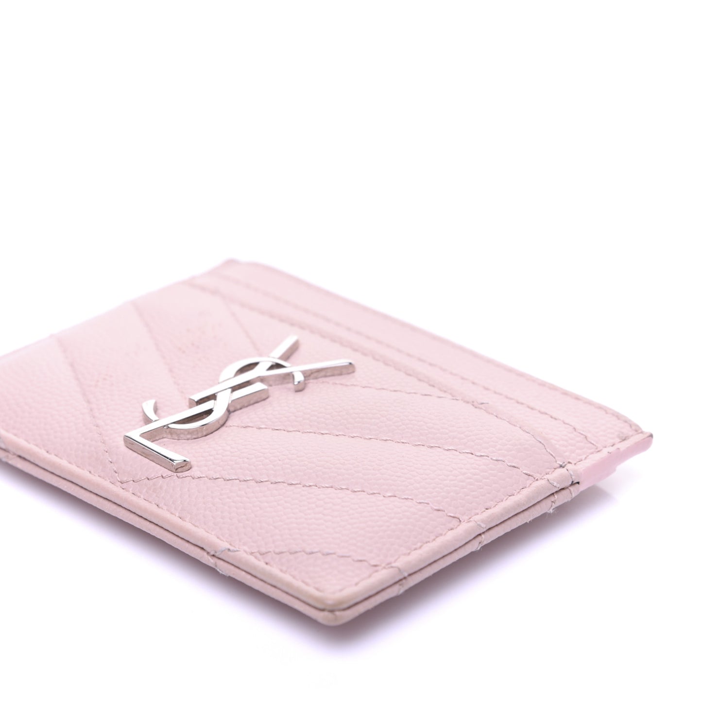 Grain De Poudre Matelasse Chevron Monogram Credit Card Case Pale Pink