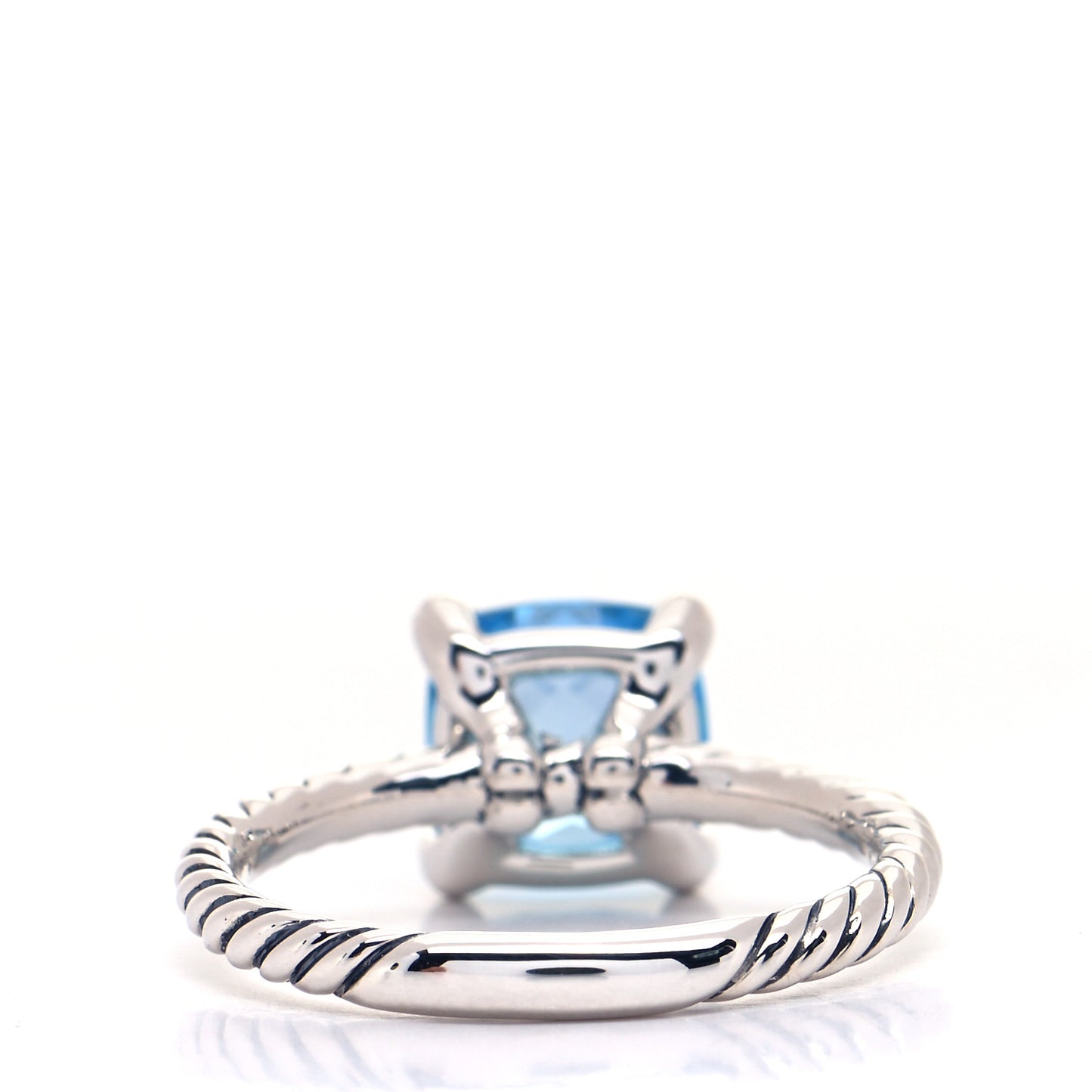 Sterling Silver Diamond Blue Topaz 8mm Chatelaine Ring 54 6.75