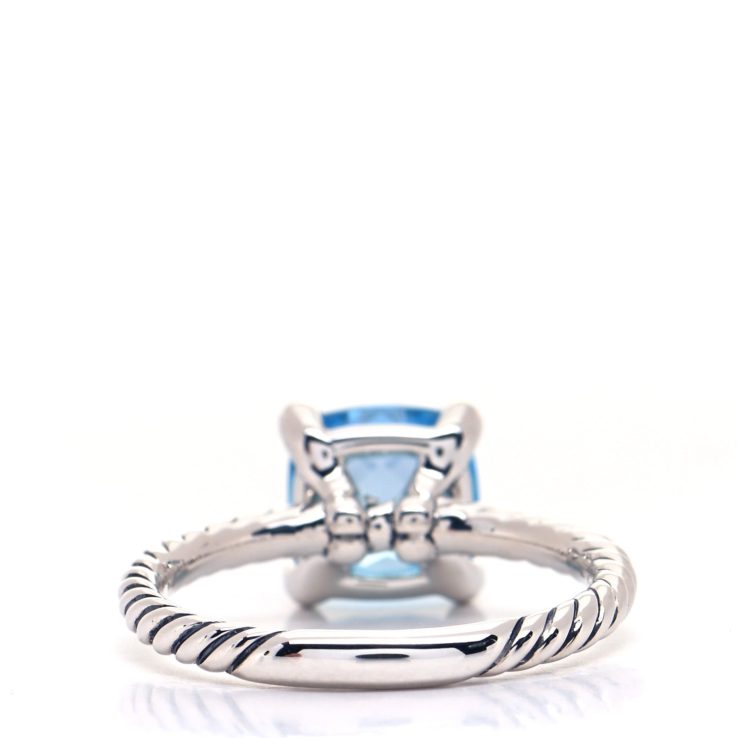 David Yurman Sterling Silver Diamond Blue Topaz 8mm Chatelaine Ring 54 6.75 3 of 4