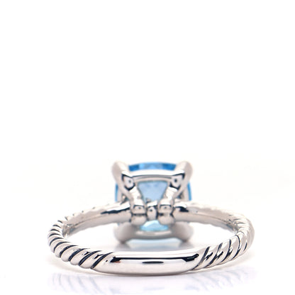 David Yurman Sterling Silver Diamond Blue Topaz 8mm Chatelaine Ring 54 6.75 3 of 4