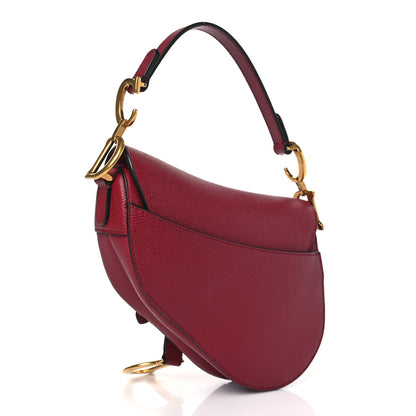 Christian Dior Grained Calfskin Mini Saddle Bag Red 3 of 7