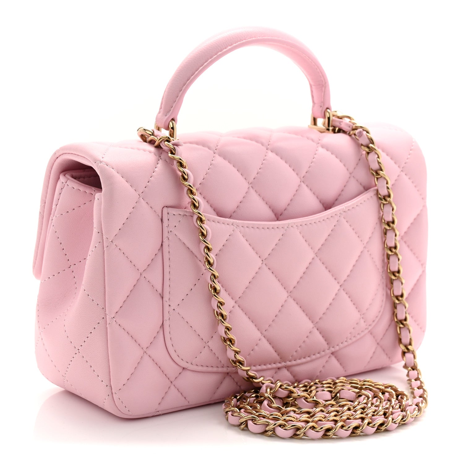Chanel Lambskin Quilted Mini Top Handle Rectangular Flap Light Pink 3 of 11