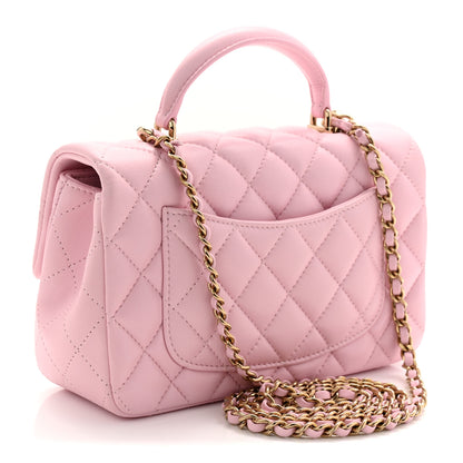 Chanel Lambskin Quilted Mini Top Handle Rectangular Flap Light Pink 3 of 11