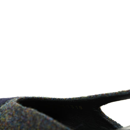 Chanel Tweed Cap Toe CC Slingback Pumps 36 Black Dark Grey 10 of 11