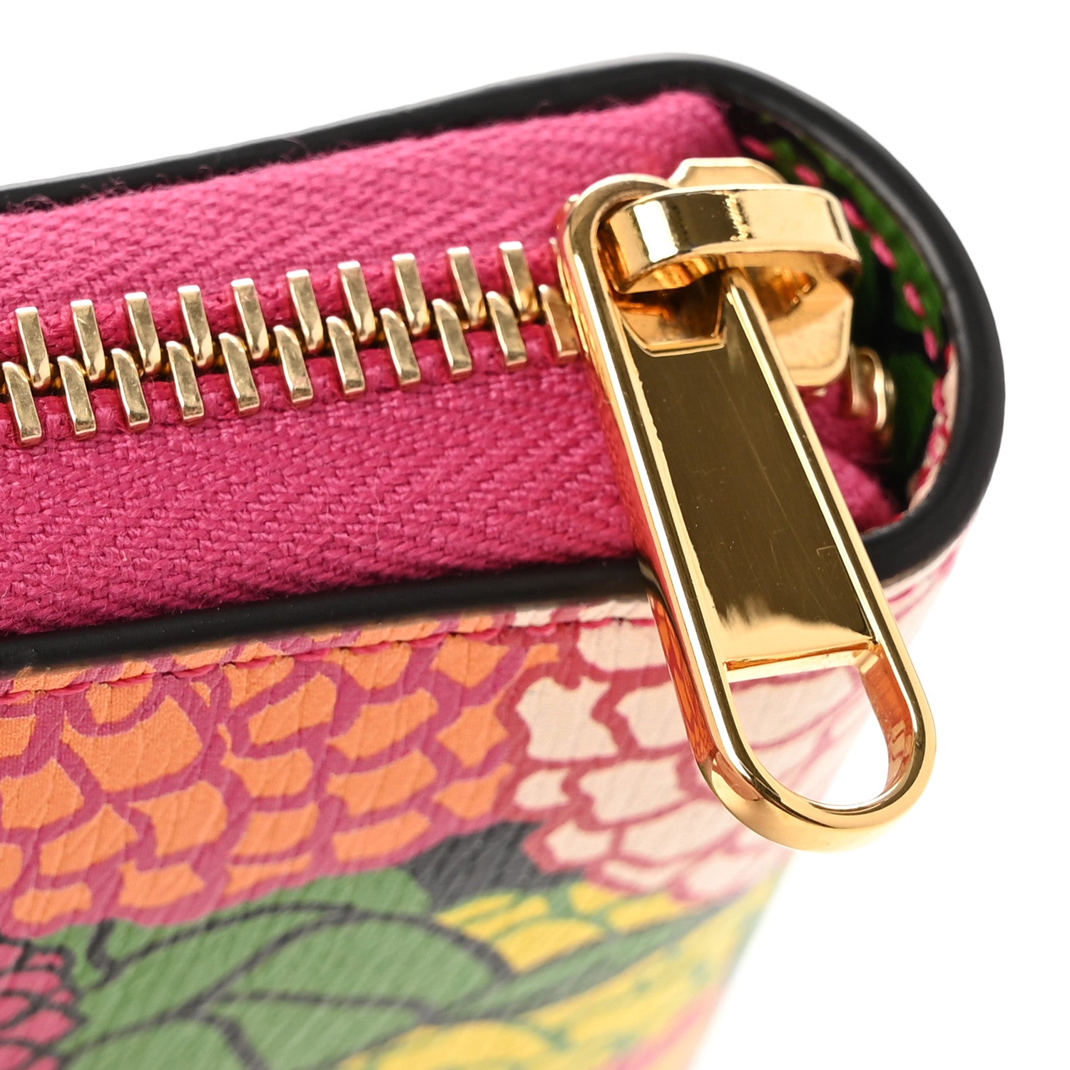 Gucci X KEN SCOTT Shangai Calfskin Pomponica Print Horsebit 1955 Zip Around Wallet Multicolor Fuxia Pompon 8 of 9