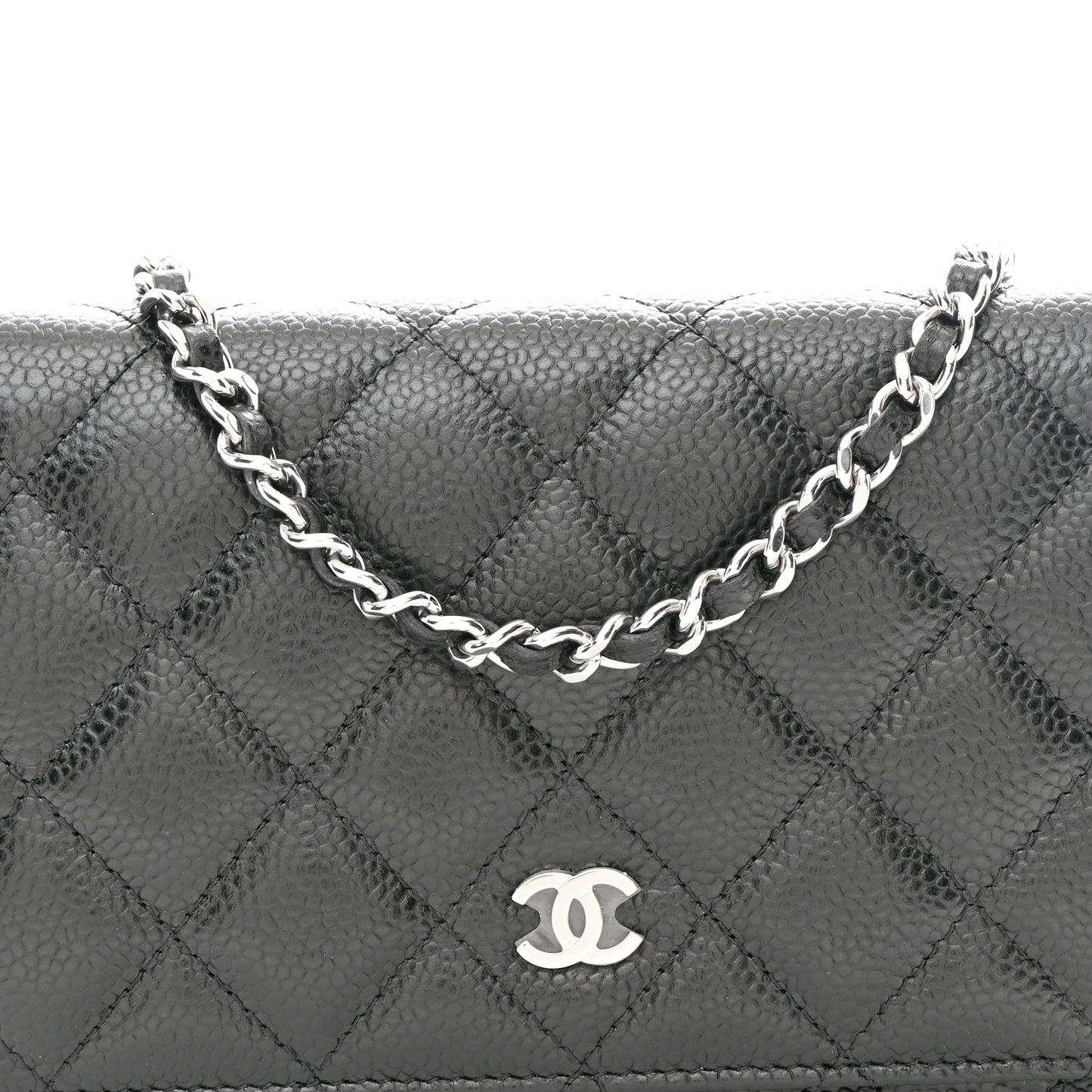 Caviar Quilted Wallet on Chain WOC Black