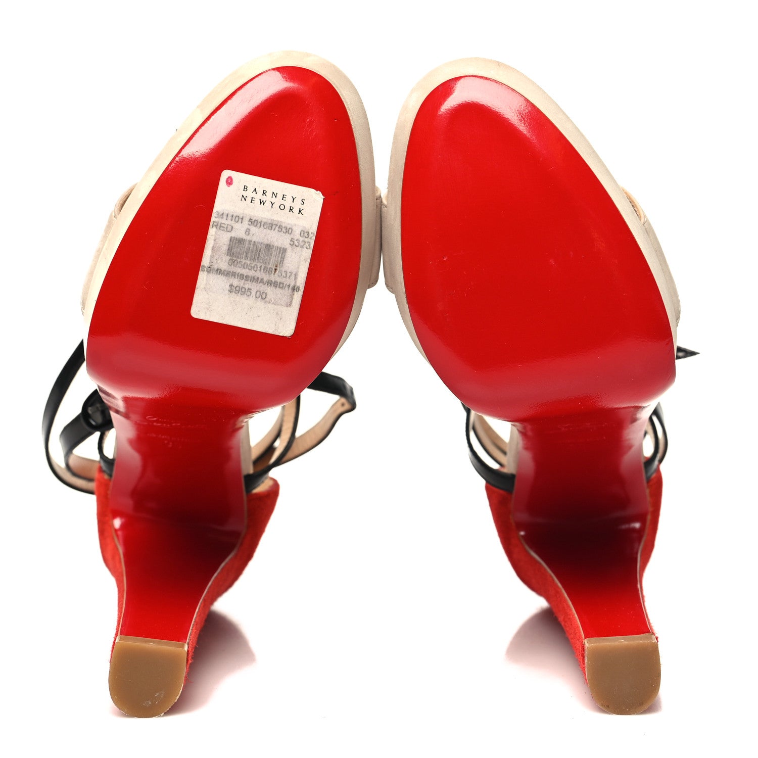 Christian Louboutin Velour Calfskin Summerissima 140 Sandals 38 Nude Red 5 of 8
