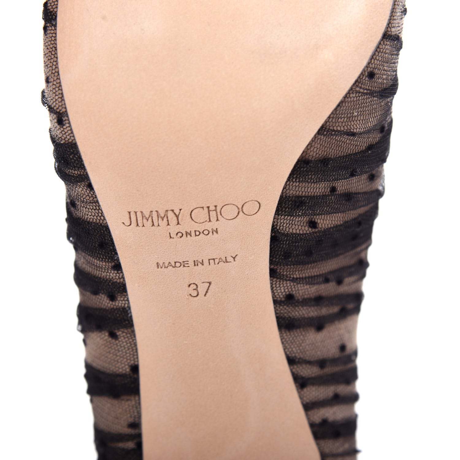 Jimmy Choo Tulle Suede Polka Dot Romy 85 Pumps 37 Black Nude 9 of 10