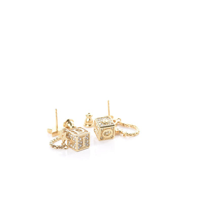 Christian Dior Crystal Star Dice Dangle Earrings Gold 3 of 3