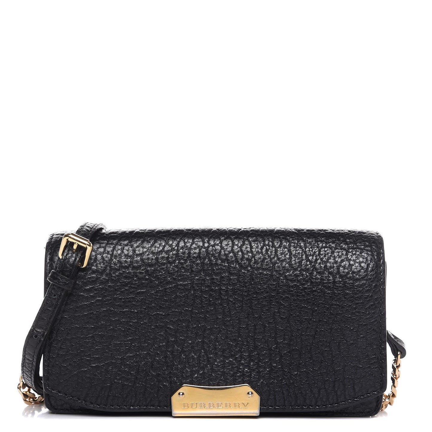 Signature Grain Small Madison Chain Clutch Black