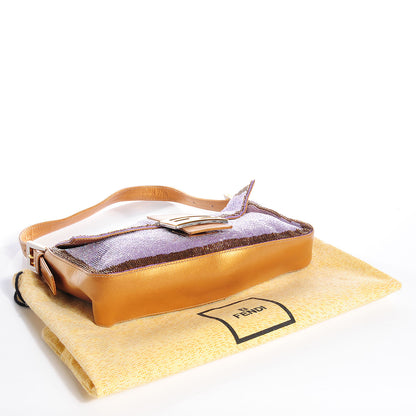 Fendi Leather Beaded Baguette Purple 4 of 9