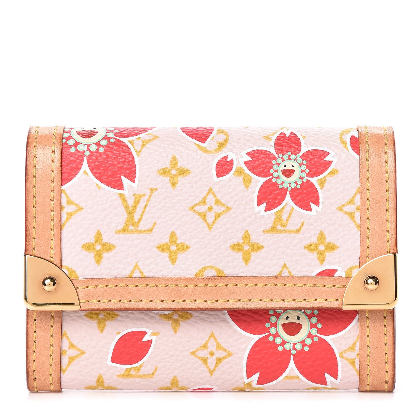 Monogram Cherry Blossom Porte-Monnaie Plat Coin Purse Red