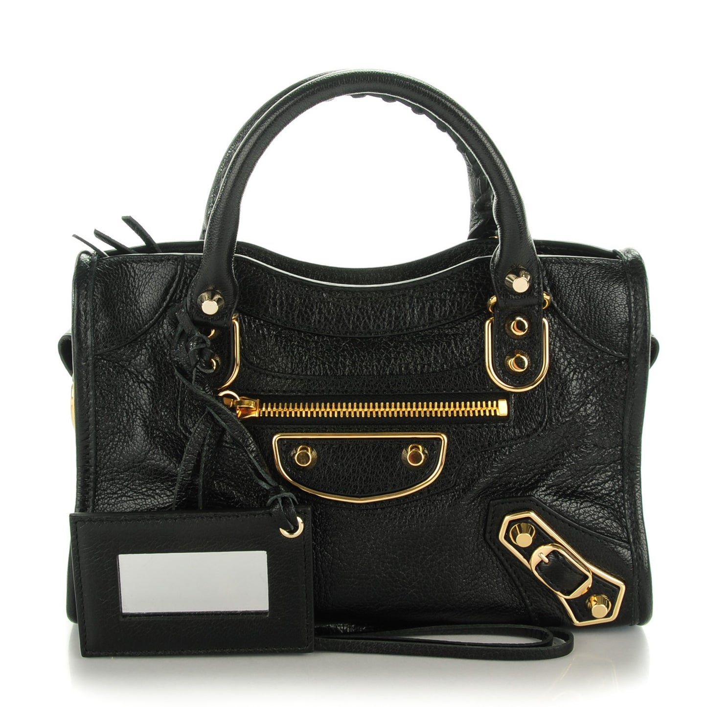 Chevre Gold Metallic Edge Hardware Mini City Black