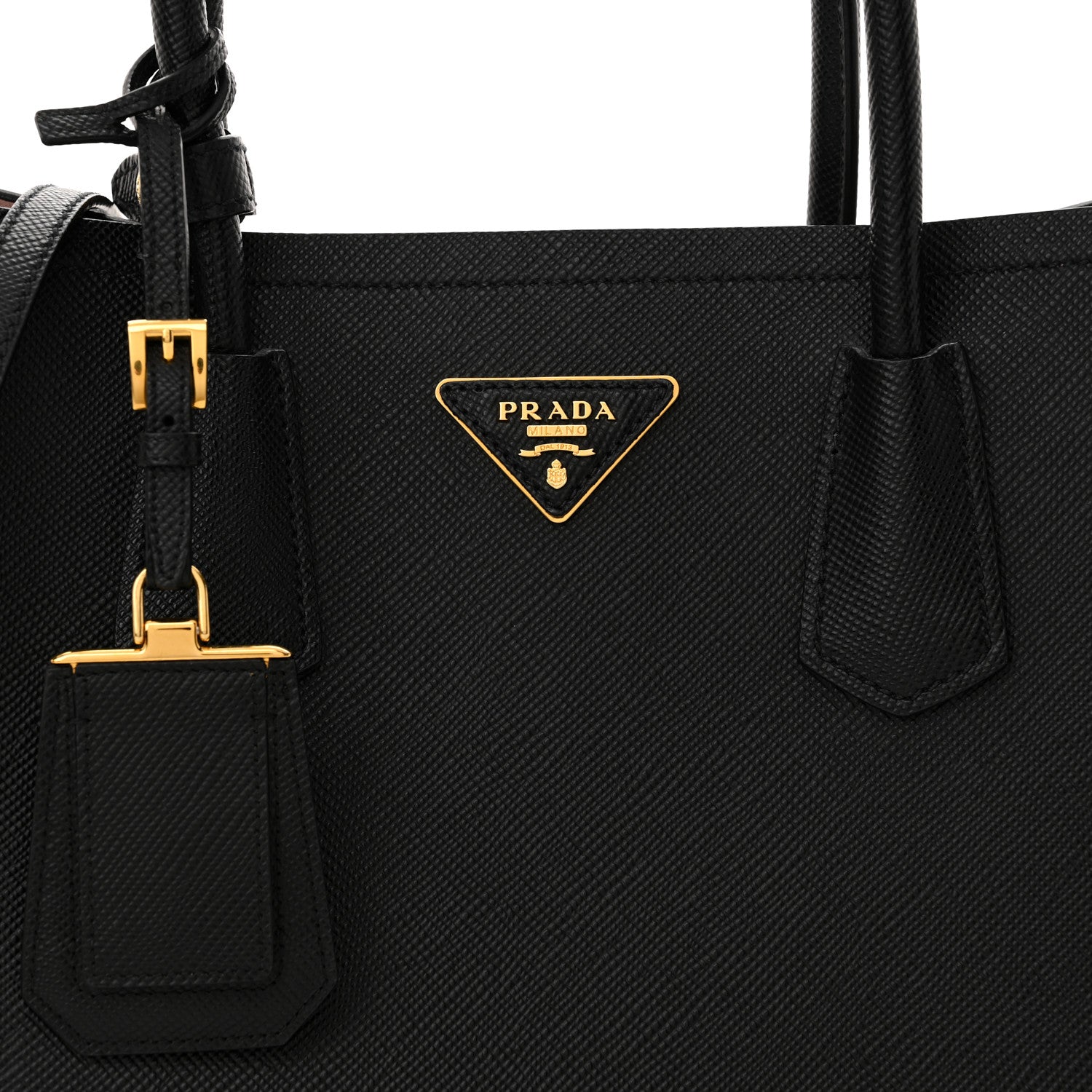 Prada Saffiano Cuir Medium Double Bag Black Mughetto 7 of 10