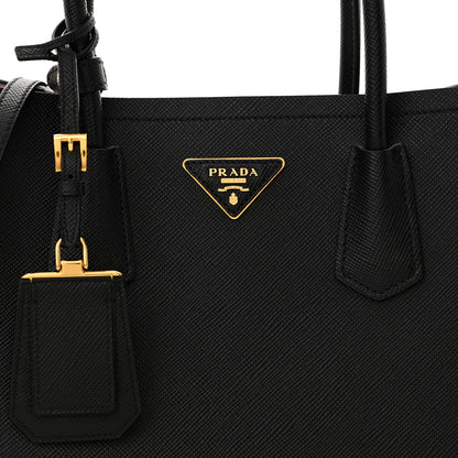 Prada Saffiano Cuir Medium Double Bag Black Mughetto 7 of 10