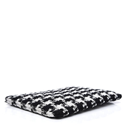 Chanel Tweed Quilted Medium Cosmetic Pouch Black Ecru White 3 of 7