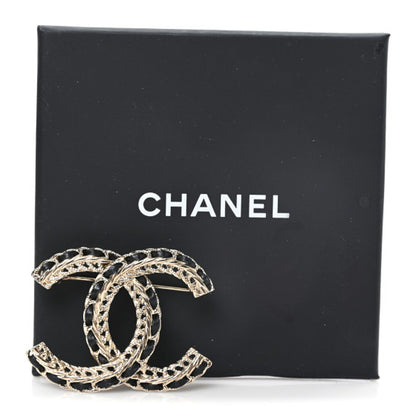 Chanel Lambskin Chain CC Brooch Black Gold 4 of 4