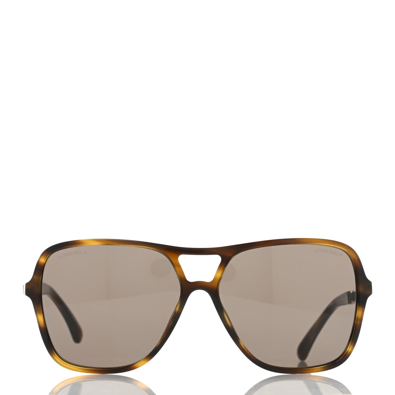 Chanel Metal Calfskin CC Chain Pilot Sunglasses 5439-Q Green Tortoise 2 of 8
