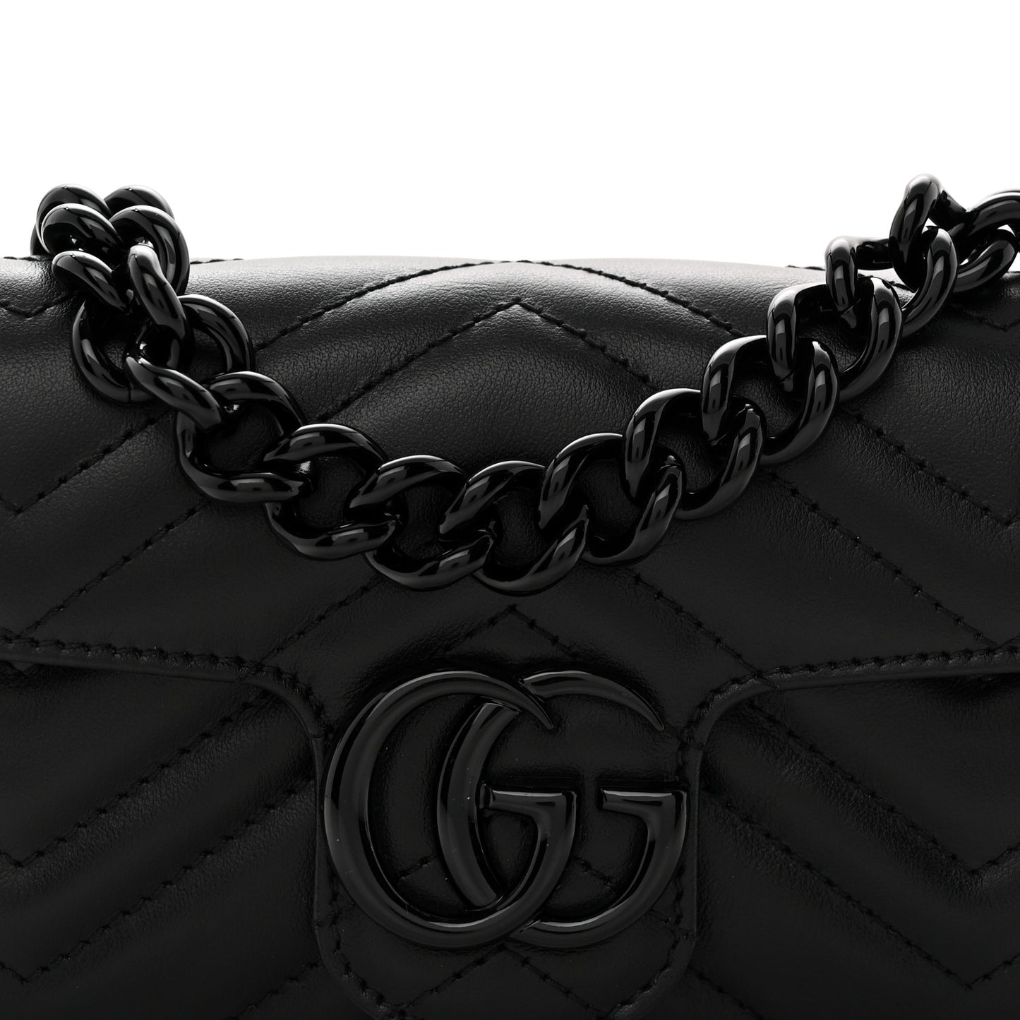 Calfskin Matelasse Monochrome GG Marmont Chain Belt Bag Black