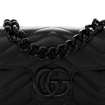 Gucci Calfskin Matelasse Monochrome GG Marmont Chain Belt Bag Black 8 of 10