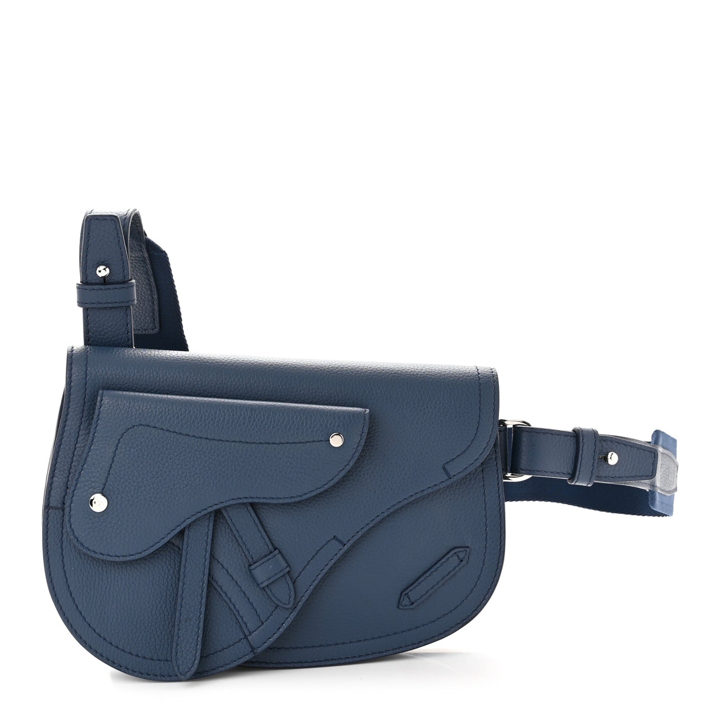 Grained Calfskin Saddle Pouch Blue