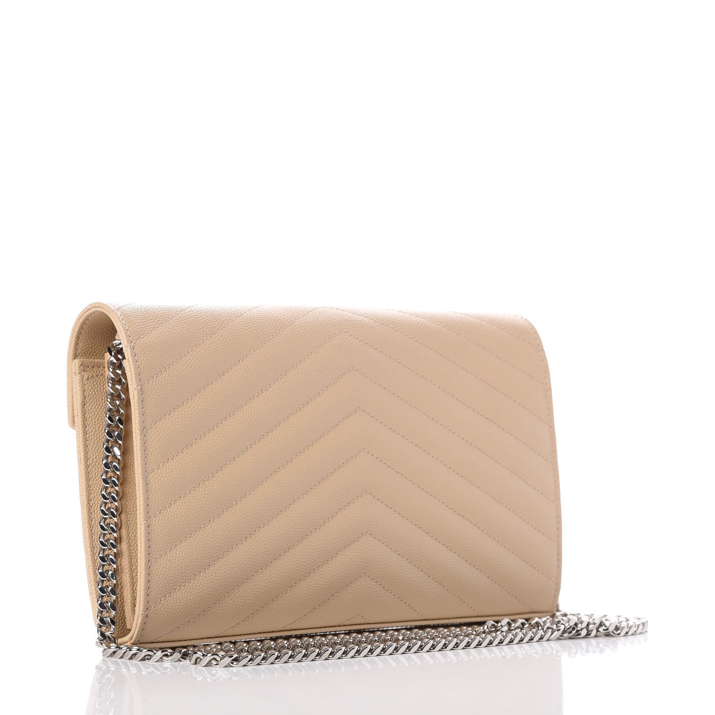 Grain De Poudre Matelasse Chevron Monogram Chain Wallet Nude Powder