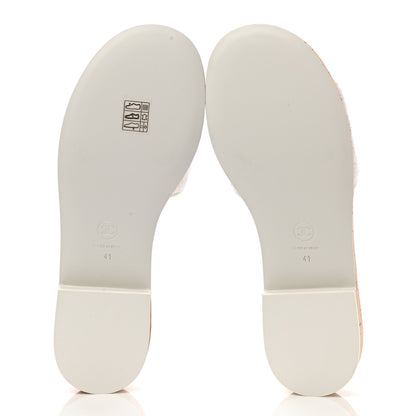 Chanel Tweed Cork CC Chain Mule Sandal 41 White 5 of 9