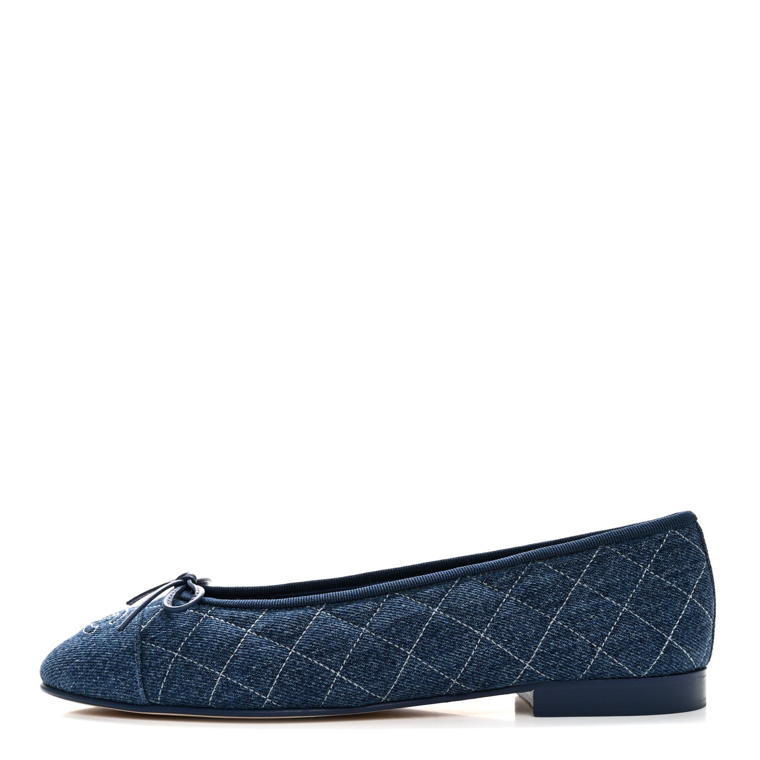 Chanel Washed Denim Quilted Cap Toe CC Ballerina Flats 39.5 Blue 1 of 10