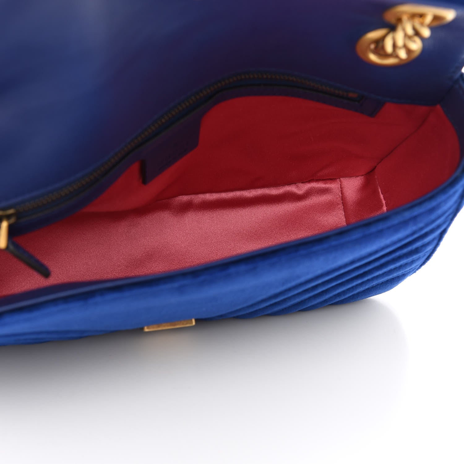 Gucci Velvet Matelasse Small GG Marmont Shoulder Bag Cobalt Blue 5 of 9