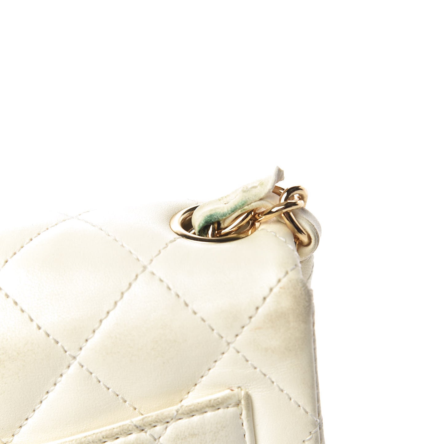 Lambskin Quilted Mini Square Flap White