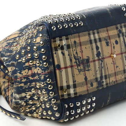 Burberry Haymarket Check Studded Large Splash Canterbury Tote Blue 6 of 12