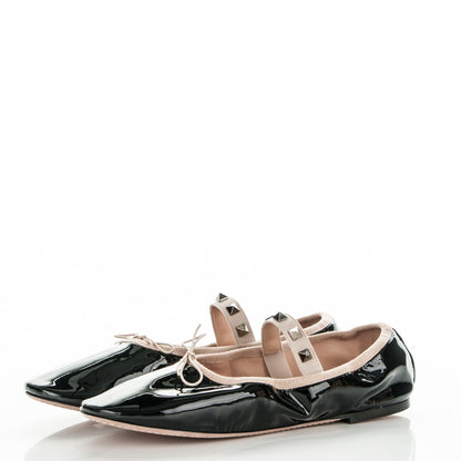 Valentino Garavani Patent Rockstud Ballerina Flats 39 Black 3 of 8