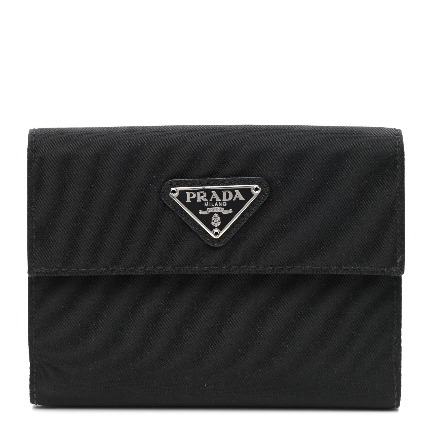 Prada Tessuto Nylon French Wallet Black 1 of 10