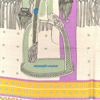 Hermes Cashmere Selle De Dignitaire Bandana Shawl 140 Vieux Rose Naturel 3 of 5