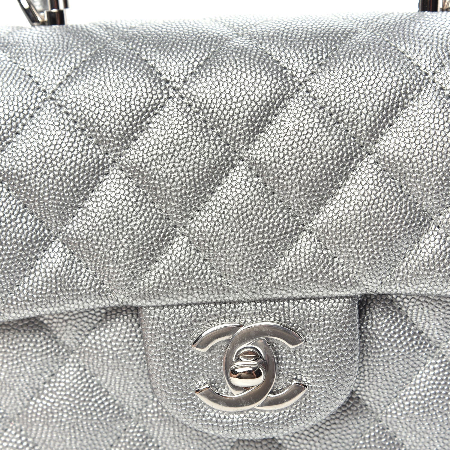 Chanel Metallic Caviar Quilted Mini Top Handle Rectangular Flap Silver 8 of 10