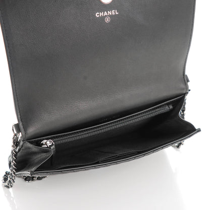 Chanel Calfskin Chevron Quilted Boy Wallet On Removable Chain WOC Black 6 of 8