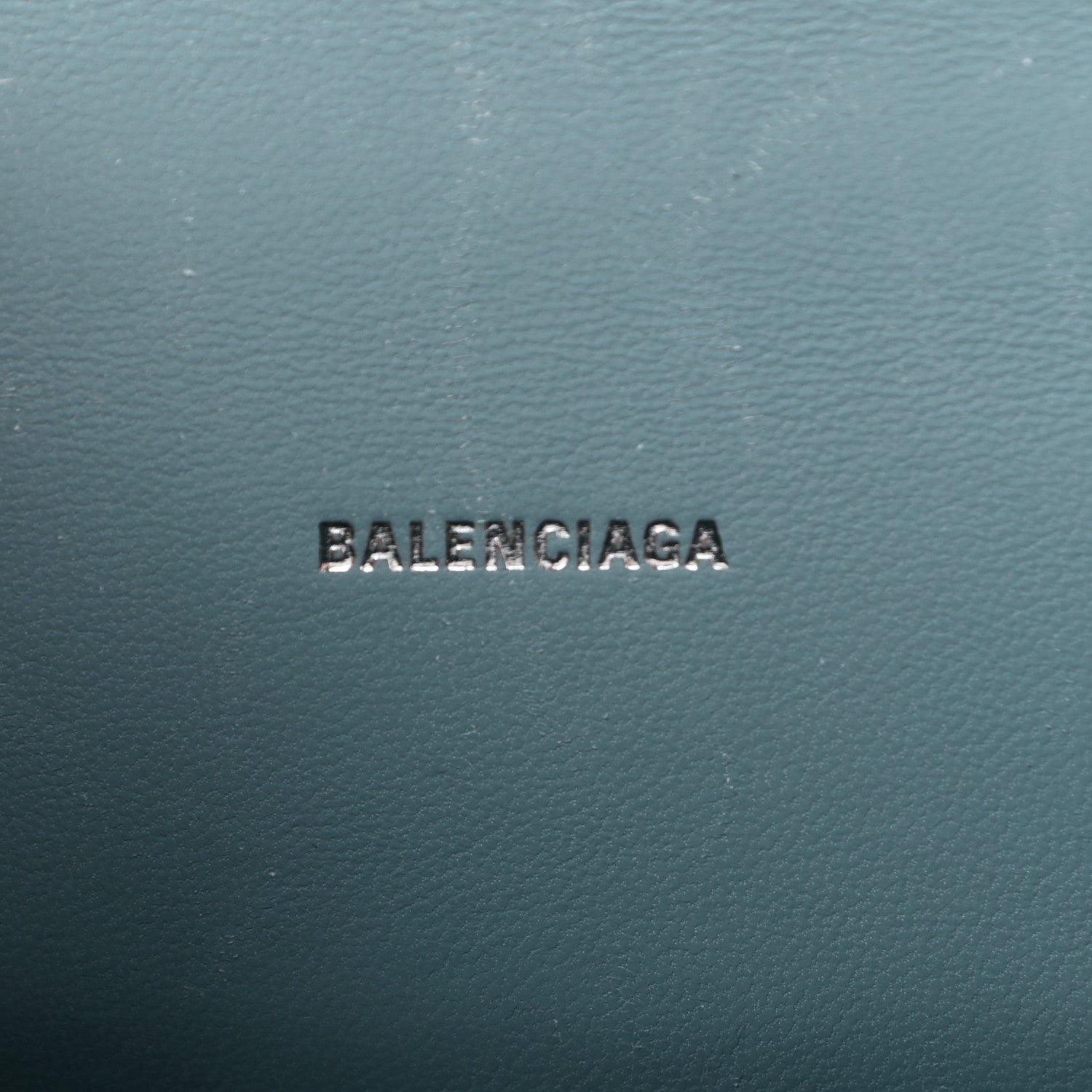 Balenciaga Shiny Calfskin Crocodile Embossed Hourglass Top Handle Bag XS Blue Grey 5 of 9