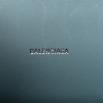 Balenciaga Shiny Calfskin Crocodile Embossed Hourglass Top Handle Bag XS Blue Grey 5 of 9
