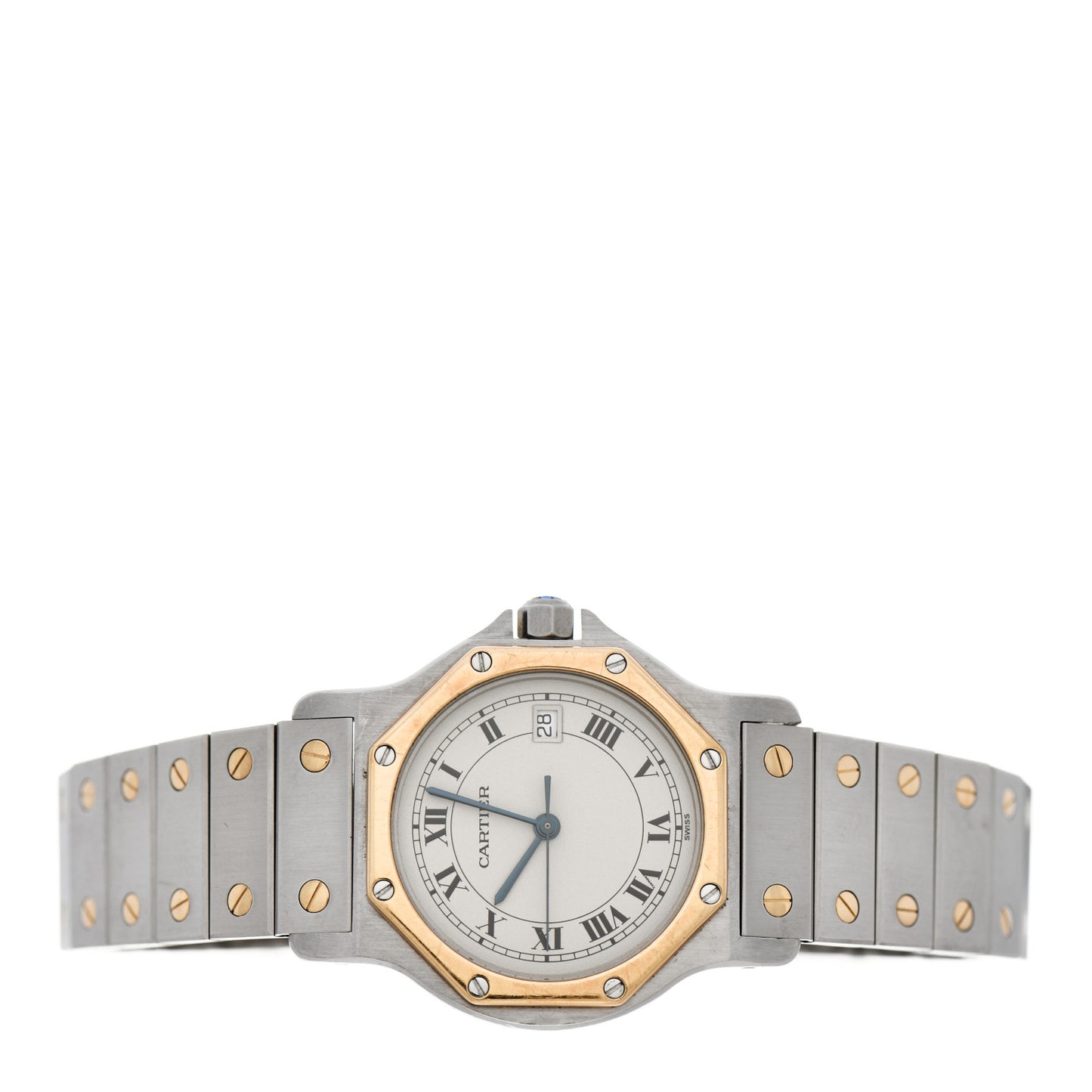 Stainless Steel 18K Yellow Gold 29mm Santos Octagon Quartz Watch