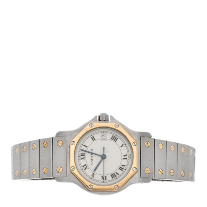 Cartier Stainless Steel 18K Yellow Gold 29mm Santos Octagon Quartz Watch 2 of 8