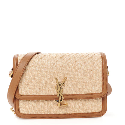 Saint Laurent Raffia Calfskin Small Solferino Satchel Beige Brick 1 of 10