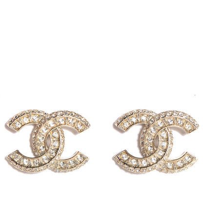 Chanel Crystal CC Earrings Gold 1 of 5