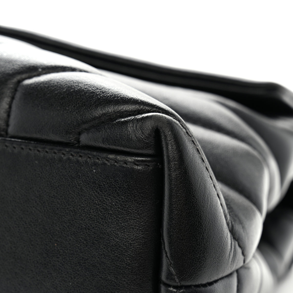 Calfskin Y Quilted Monogram Monochrome Small Loulou Chain Satchel Black