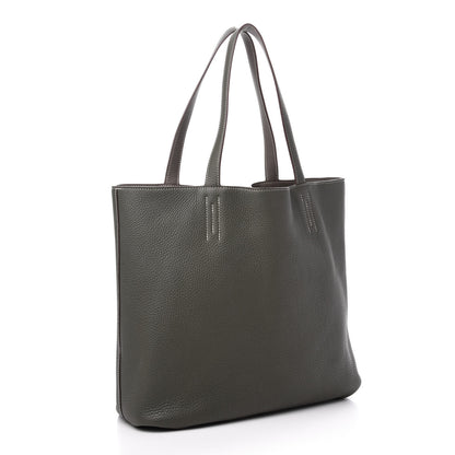 Hermes Taurillon Clemence Double Sens 36 Reversible Tote Etoupe Etain 10 of 16