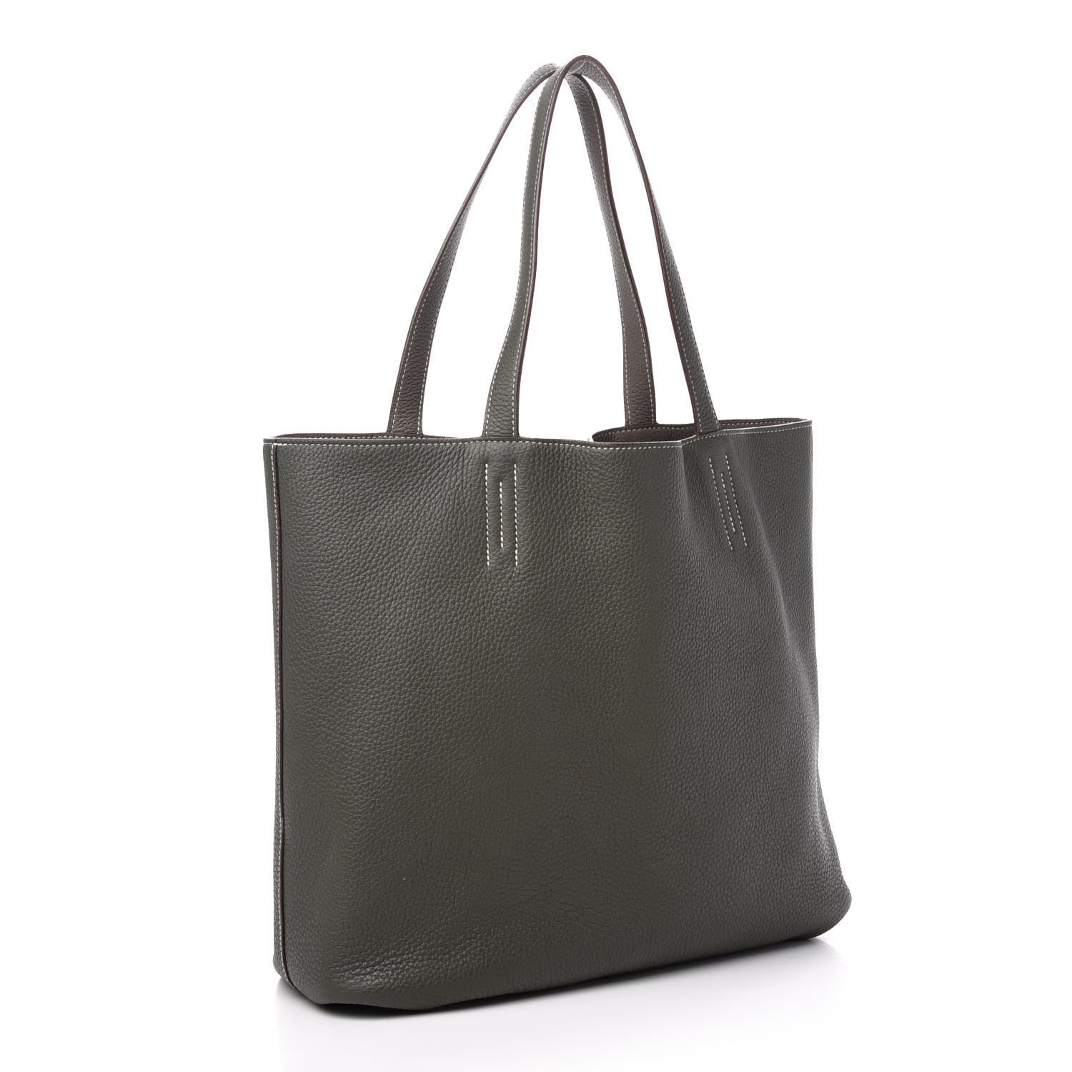 Hermes Taurillon Clemence Double Sens 36 Reversible Tote Etoupe Etain 10 of 16
