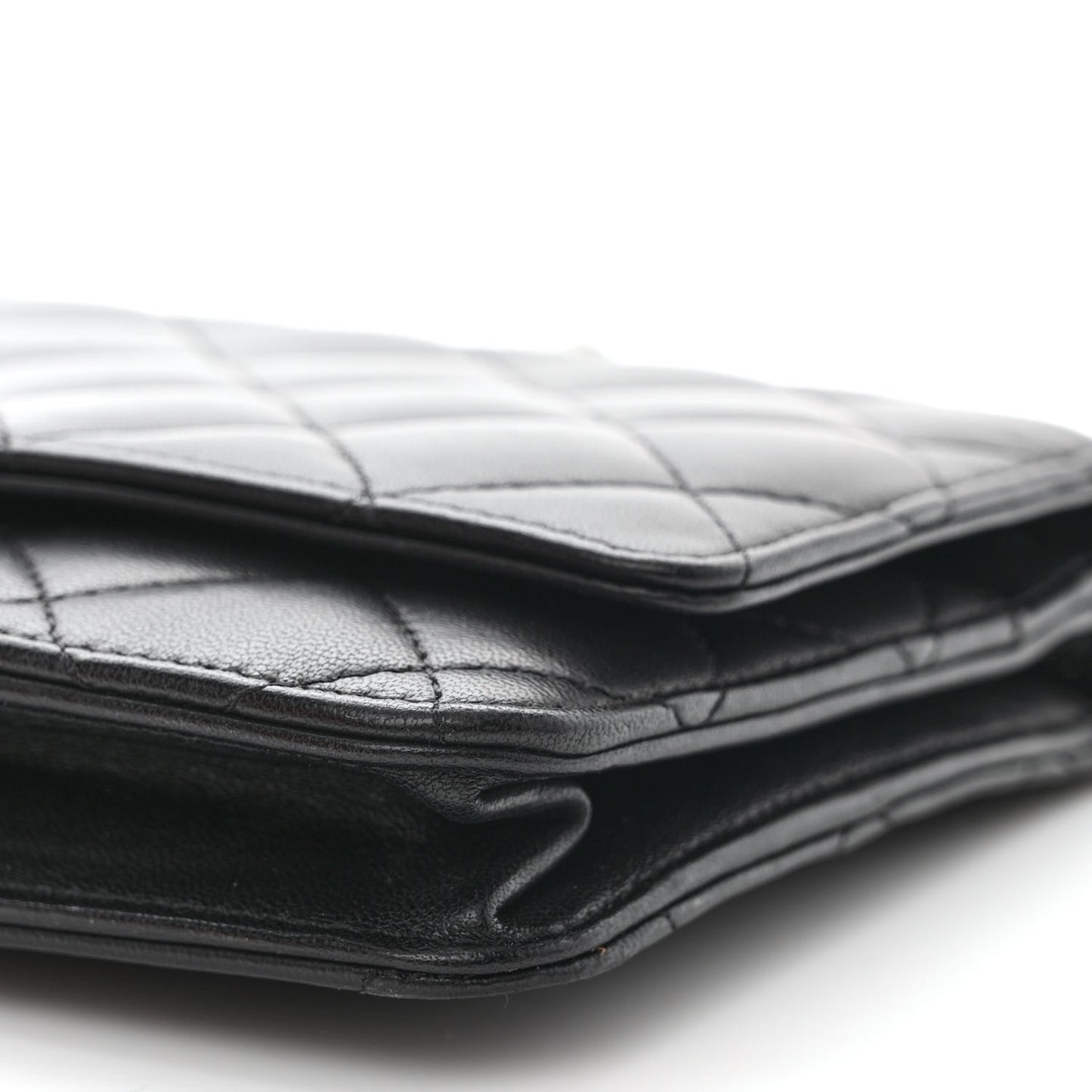 Lambskin Quilted Wallet On Chain WOC Black
