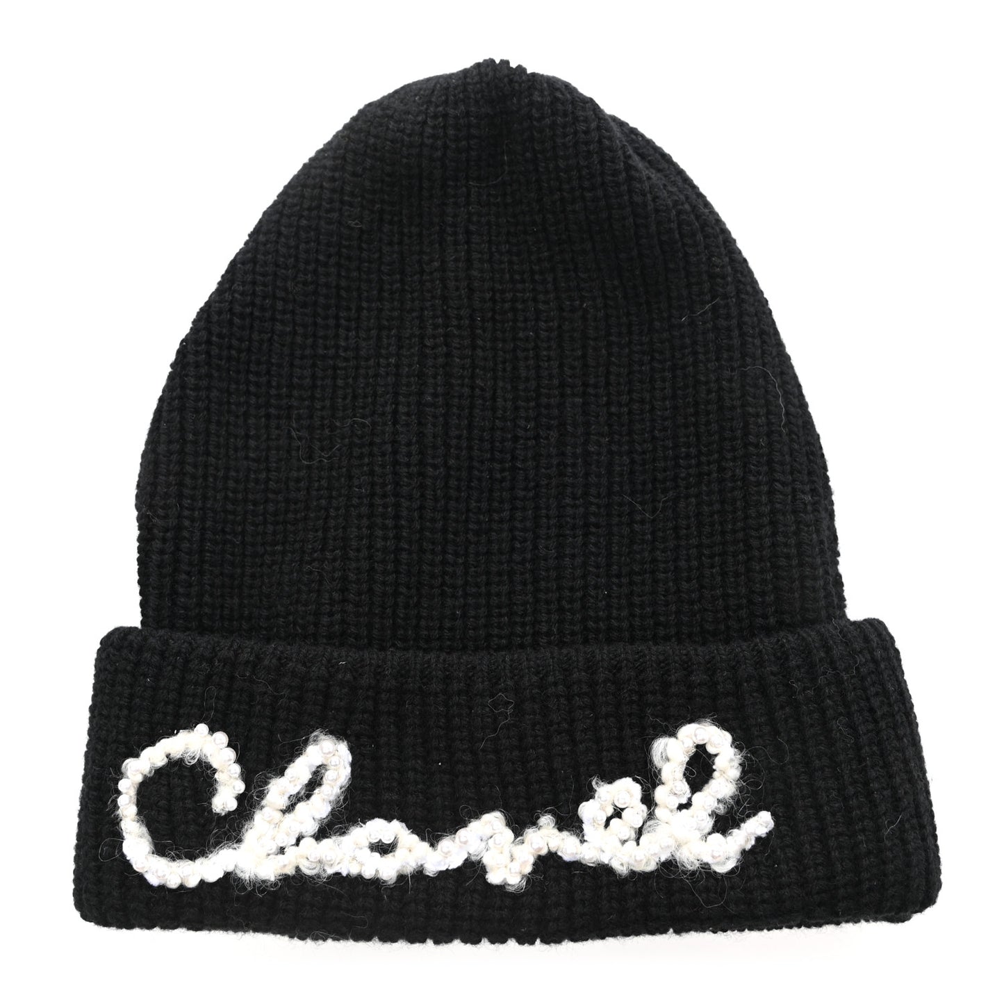 Cashmere Logo Beanie Hat Black White
