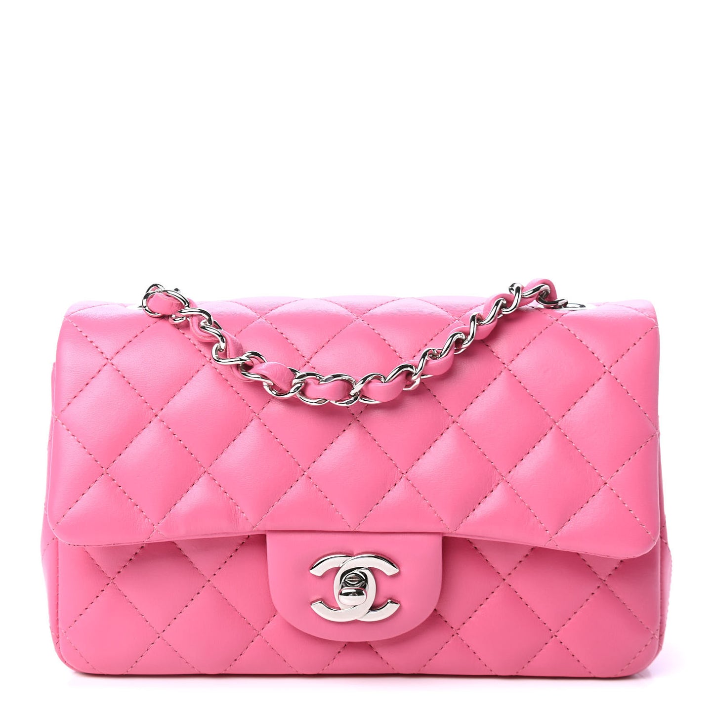 Lambskin Quilted Mini Rectangular Flap Pink